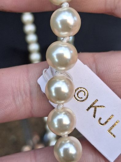 Kenneth Jay Lane 36" Pearl Necklace(With Pouch and COA)