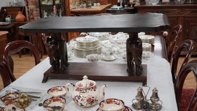 Vintage Carved Elephant Coffee Table