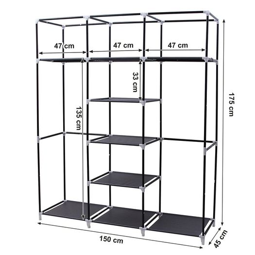 Canvas Wardrobe Cupboard Clothes Hanging Rail FREE DELIVERY NATIONWIDE