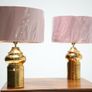 Pair of gold glazed ceramic lamps by Bitossi for Bergboms, Sweden, 1960s. Image 4