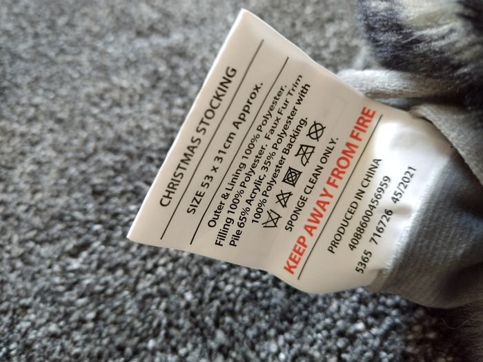 Luxury Padded Super Soft Faux Fur Trim Christmas Stocking Silver Grey