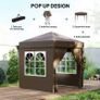 2 x 2 m Garden Pop Up Gazebo, Wedding Party Tent Marquee, Water Resistant Awning Canopy with Sidewalls. Windows, Carry Bag, Coffee Image 3