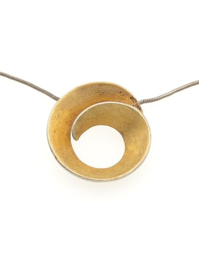 925 Vintage Sterling Silver Signed UK Modernist Spiral Pendant On Italian Chain