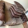 Chesterfield type leather/fabric brown beige sofa Image 3