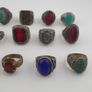 15 Ancient Style Antique Rings Mixed Brass Stone & Glass Collectible Lot Image 8