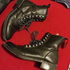 Price drop Zara Trafaluc Black Leather Combat Boots Size EU 39