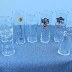 6  Pint glasses  Budweiser, Foster, Carlsberg, Orchard Thieves & Smithwicks