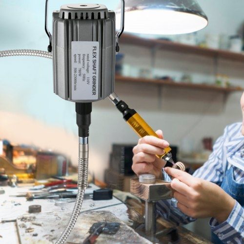 Flex Shaft Grinder 780W Rotary Tool 500-23000RPM Rotary Carver with 1/4" 3-Jaw Chuck & Stepless Speed Foot Pedal Hanging Grinding Machine 131PCS Accessories for Jewelry Polishing Grinding DIY
