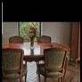 Beautiful French antique louis xv dining chairs 4. green material Image 3