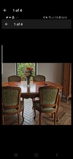 Beautiful French antique louis xv dining chairs 4. green material