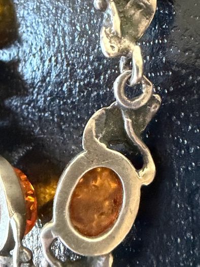silver amber necklace