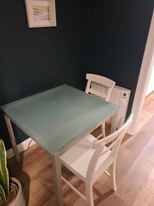 Square dining table with 4 chairs