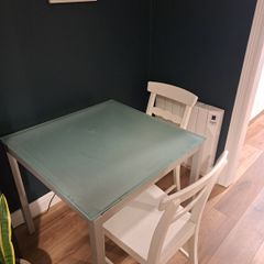 Square dining table with 4 chairs