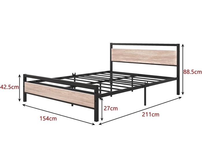 King Size Bed Frame with Wood Headboard
