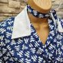 Vintage 1970s 1980s Classy navy white Shirt dress matching neck tie  Postage included Image 5