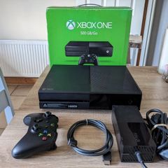 Xbox One 500GB console,  boxed with controller and cables.