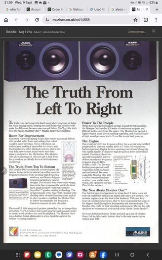 Alesis Studio Reference monitor one 200w Speakers