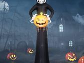 8.8 Ft Halloween Inflatables Ghosts with LED Lights, Halloween Huge Sickle Ghost Pumpkin Grim Reaper Inflatables Outdoor Indoor Decoration Yard Garden Veranda Halloween Party Decorations