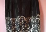 New Black Satin with Swirl Print, Size14 skirt pleated at the front