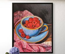 Raspberry Delight - oil painting | Framed