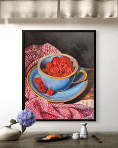 Raspberry Delight - oil painting | Framed