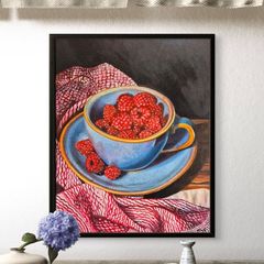 Raspberry Delight - oil painting | Framed