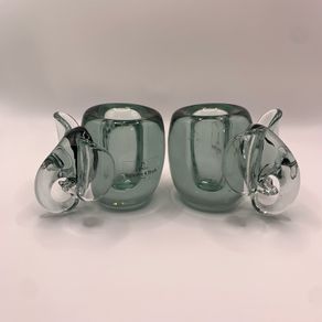 Vintage art glass Elephant shape Candholders