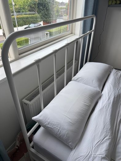 LIKE NEW IKEA stjarno king bed with valavag kingsize mattress -