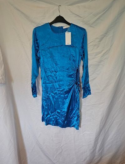 Mango Blue Satin Mini Dress