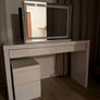 Vanity Table with topped glass, LED Vanity Mirror & locker Image 2