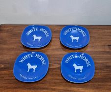 Vintage White Horse Scotch Whisky Ashtrays  Set of 4 Longchamp France