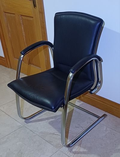 Black Leather Chrome Framed Chair
