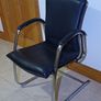 Black Leather Chrome Framed Chair Image 3