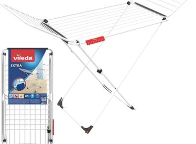 Extra X-Legs Clothes Airer, Indoor Drying Rack, 20 Metre Drying Space, Foldable Compact Clothes Dryer, Thick Wires for Fewer Creases, Wheels to Easily Manoeuvre