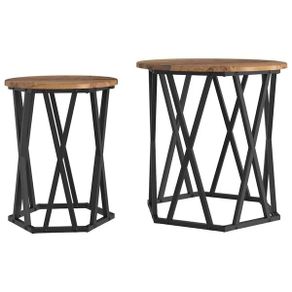 Coffee Table 2 pcs Old Wood Engineered Wood and Steel