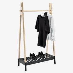 clothes rail wood & black jysk