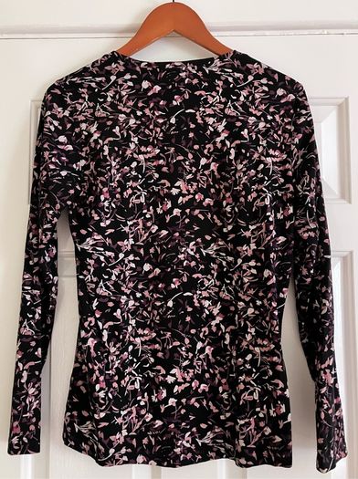 Ladies Black Floral Cotton Top by Jensen
