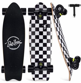 Skateboard, 27 x 8 inch Complete Skateboard for Kids Teens and Adults, 7 Layer Canadian Maple Double Kick Deck (MULTIPLE DESIGNS)