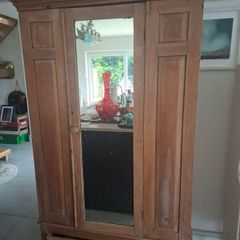 Old vintage pine wardrobe