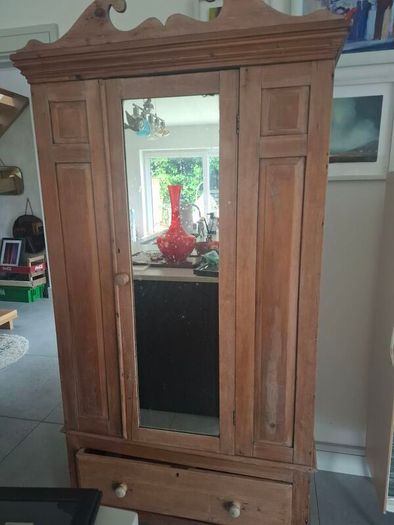 Old vintage pine wardrobe