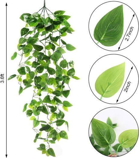 NEW SALE | 2pcs Artificial Hanging Plants 3.6ft Fake Ivy Vine Fake Ivy Leaves for Wedding Wall House Room Patio Indoor Outdoor Home Shelf Office Decor