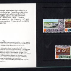 1971-4 Jersey Pictorial Postage Stamps Definitive Issue of High Value (10p, 20p & 50p) Decimal Stamps Presentation Pack