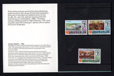 1971-4 Jersey Pictorial Postage Stamps Definitive Issue of High Value (10p, 20p & 50p) Decimal Stamps Presentation Pack