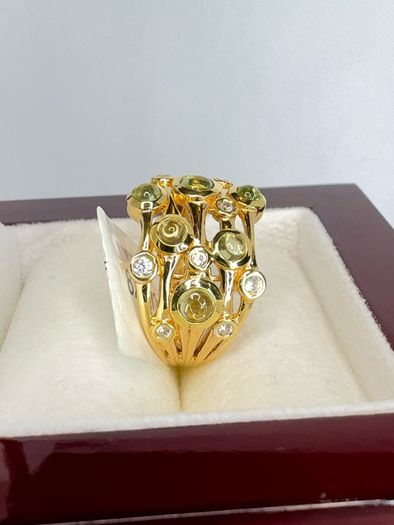 Silver Peridot & White Zircon "Waves of Renewal Ring