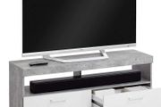 FMD TV/Hi-Fi Stand Concrete Grey and Glossy White