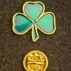 Shamrock , pin back badge.