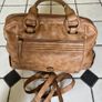 A-WEAR BAG OVERNIGHT WEEKEND Camel beige Stylish Faux Leather bag. Brass hardware In Very Good Condition. Generous sizing Image 2