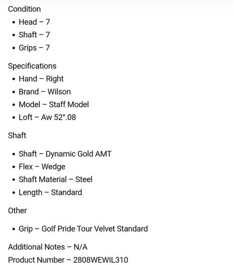 Wilson Staff Model Wedge Aw 52 Degree.08 / Dynamic Gold AMT Wedge