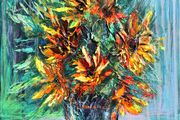 Sunflowers Aqua Green Serenity
