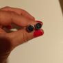 silver earrings with natural navy sapphire stone Image 3